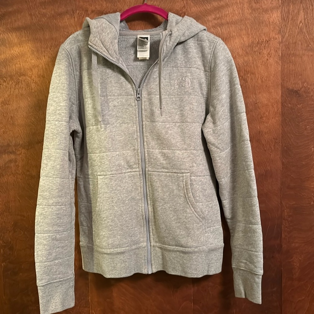 Gray fur lined North Face jacket